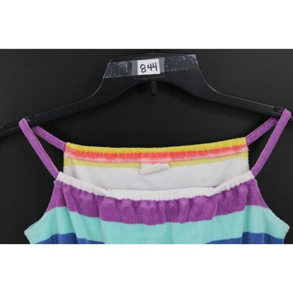 MINI BODEN KID GIRL RAINBOW STRIPE TERRY TOWELLING SUMMER ROMPER CLOTHES 7-8 - Picture 2 of 9